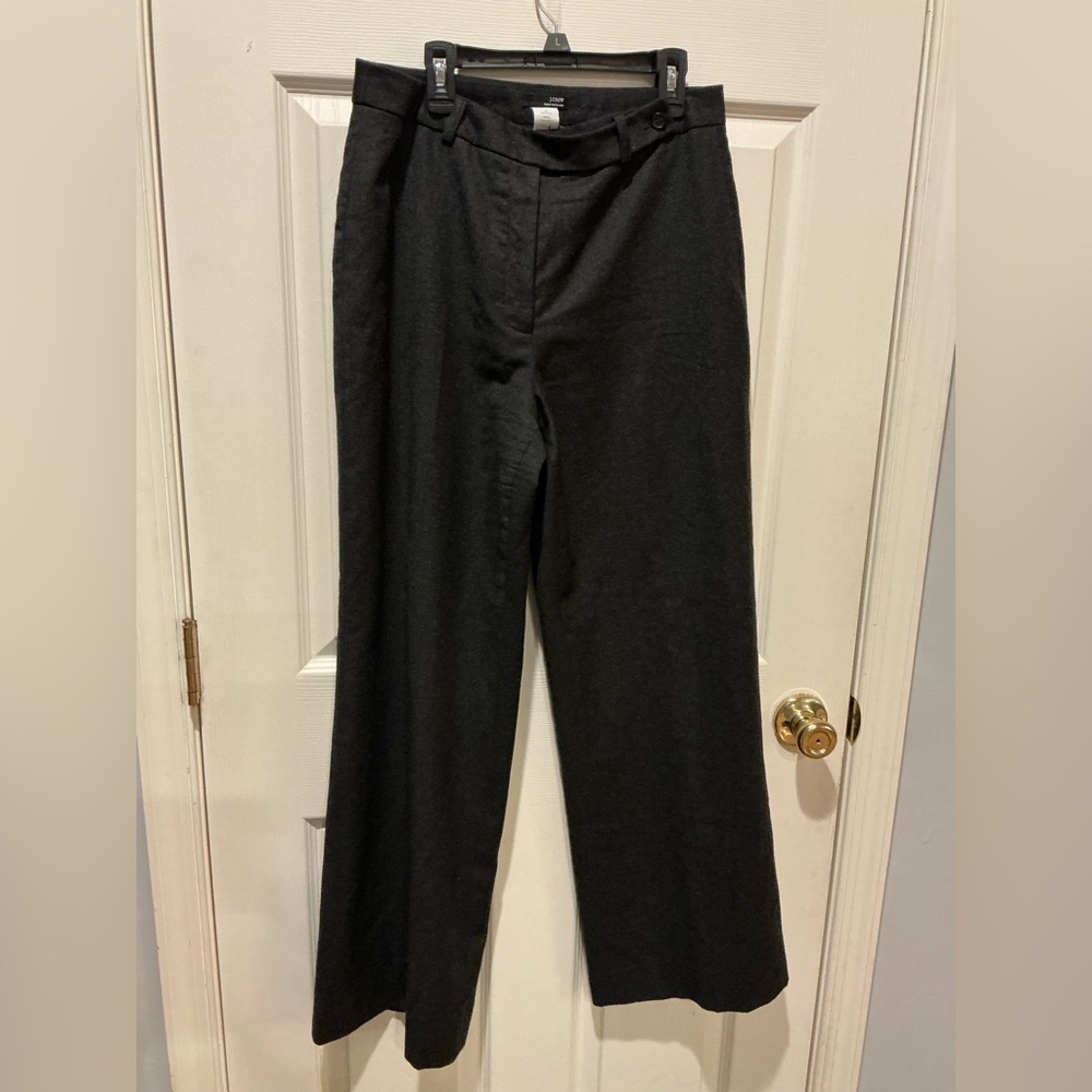 J. Crew Italian Merino Wool Wide Leg Pant Charcoal Trouser Career Casual Woman 8 - Picture 5 of 11
